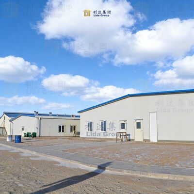 Prefab Hunting Camp Prefabricated Steel Frame Steel Door Warehouse Building Flat Roof