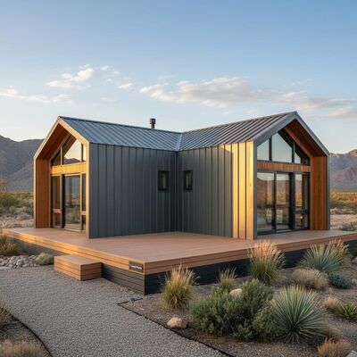 Weather Resistant T Model Prefab House  Residential Living Steel Manufactured Homes