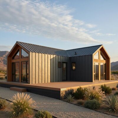 Weather Resistant T Model Prefab House  Residential Living Steel Manufactured Homes