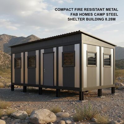 Compact Fire Resistant Metal Fab Homes Camp Steel Shelter Building 8.28m