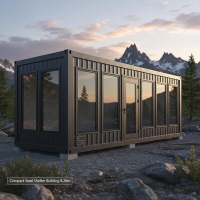 Compact Fire Resistant Metal Fab Homes Camp Steel Shelter Building 8.28m