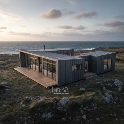 Weather Resistant T Model Prefab House  Residential Living Steel Manufactured Homes