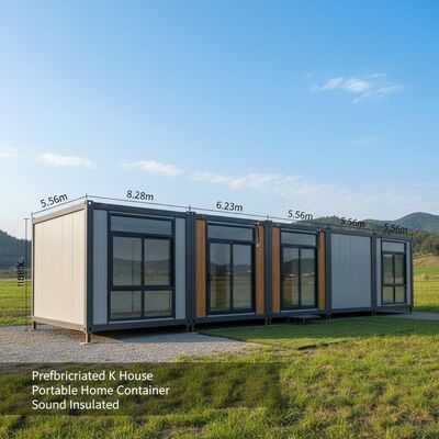 5.56m 6.23m 8.28m Prefabricated K House Portable Home Container Sound Insulated