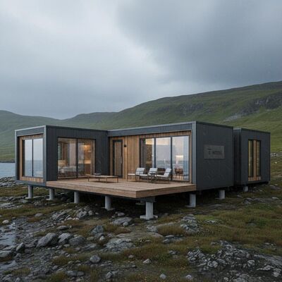 Weather Resistant T Model Prefab House  Residential Living Steel Manufactured Homes