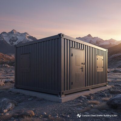 Compact Fire Resistant Metal Fab Homes Camp Steel Shelter Building 8.28m