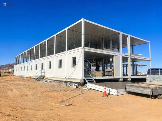 Qualität Erweiterbares Modulcontainerhaus mit A1-Brandschutzwänden und doppelt verglaster Aluminium-Vorhangfassade Fabrik